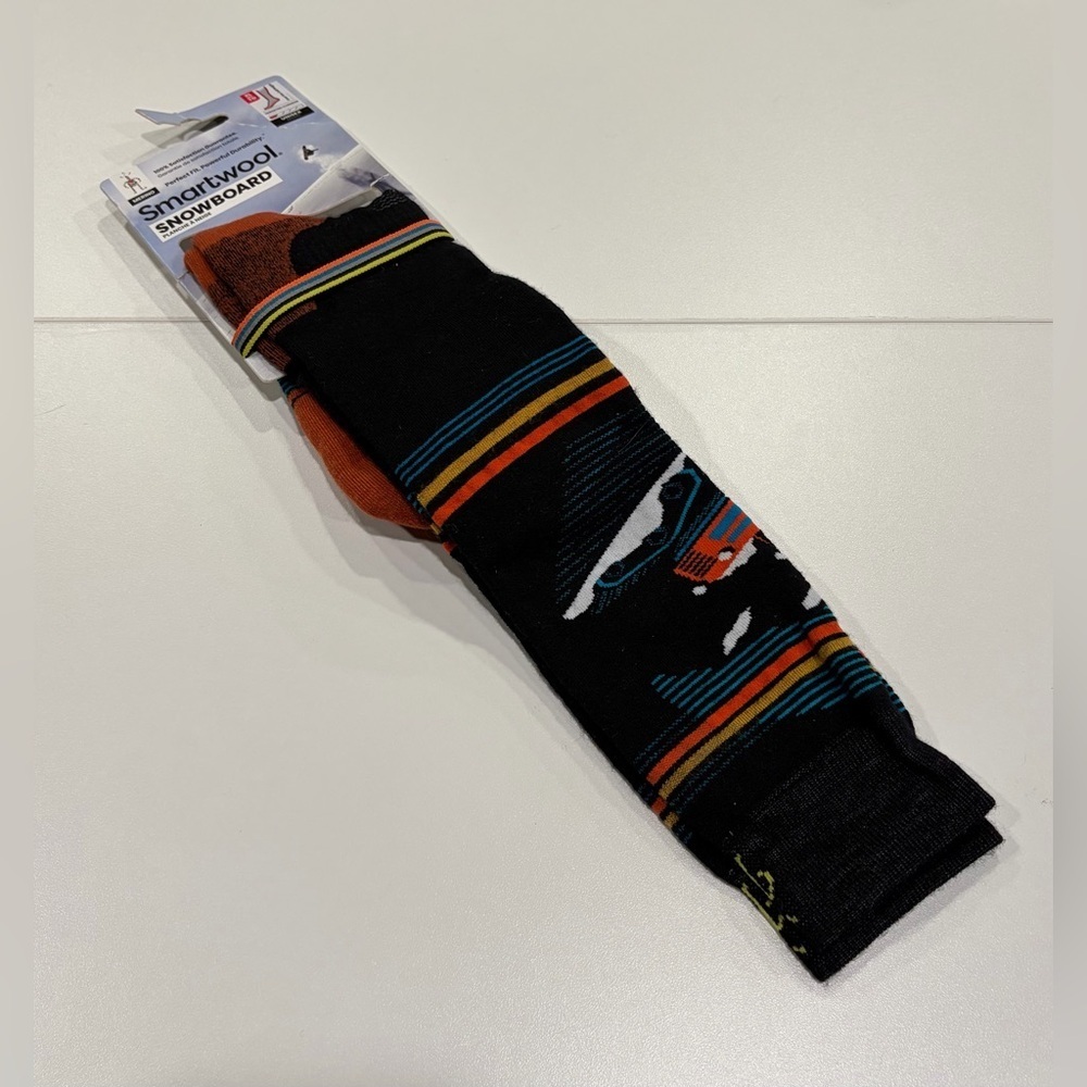 Smartwool Men's XL Snowboard Piste Machine Over The Calf Socks Black Yellow